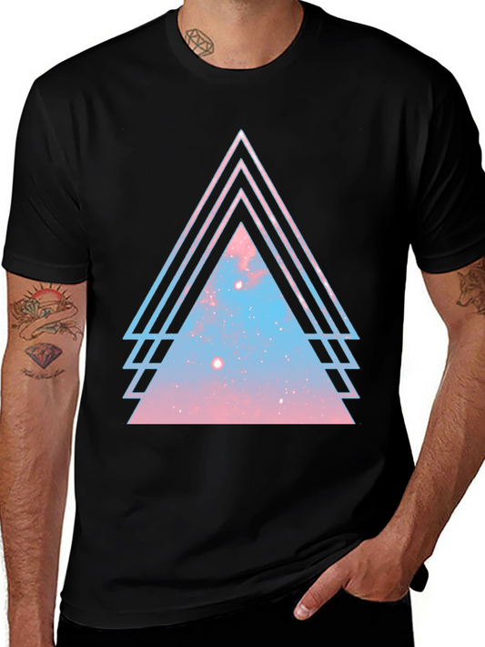 Galaxy Triangle Graphic Tee - Stylish Mens Black T-Shirt
