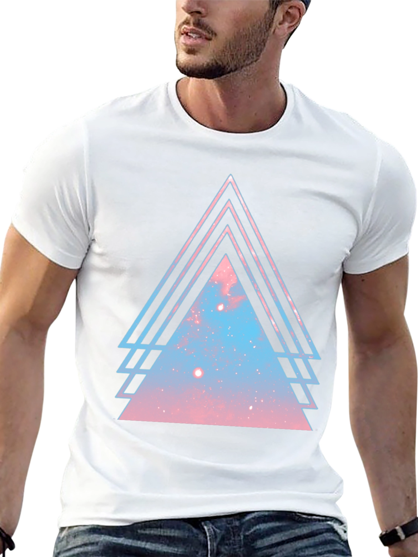 Galaxy Triangle Graphic Tee - Stylish Mens Black T-Shirt