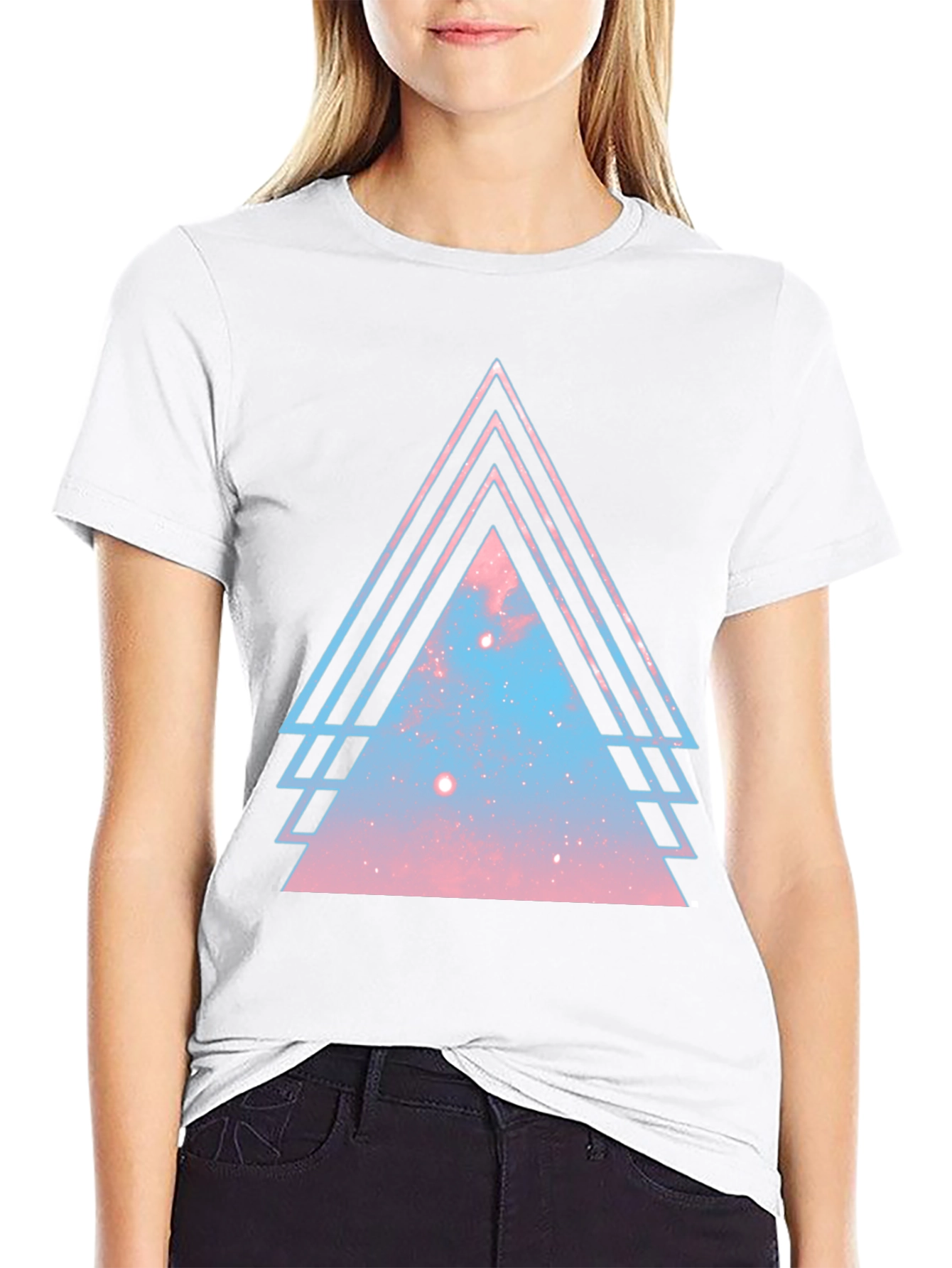 Galaxy Triangle Graphic Tee - Stylish Mens Black T-Shirt