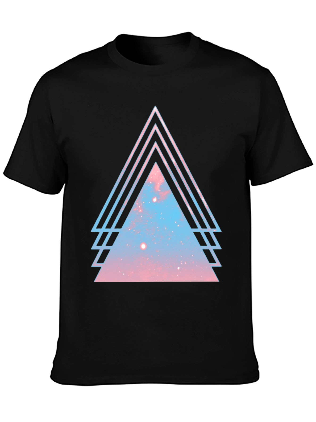 Galaxy Triangle Graphic Tee - Stylish Mens Black T-Shirt