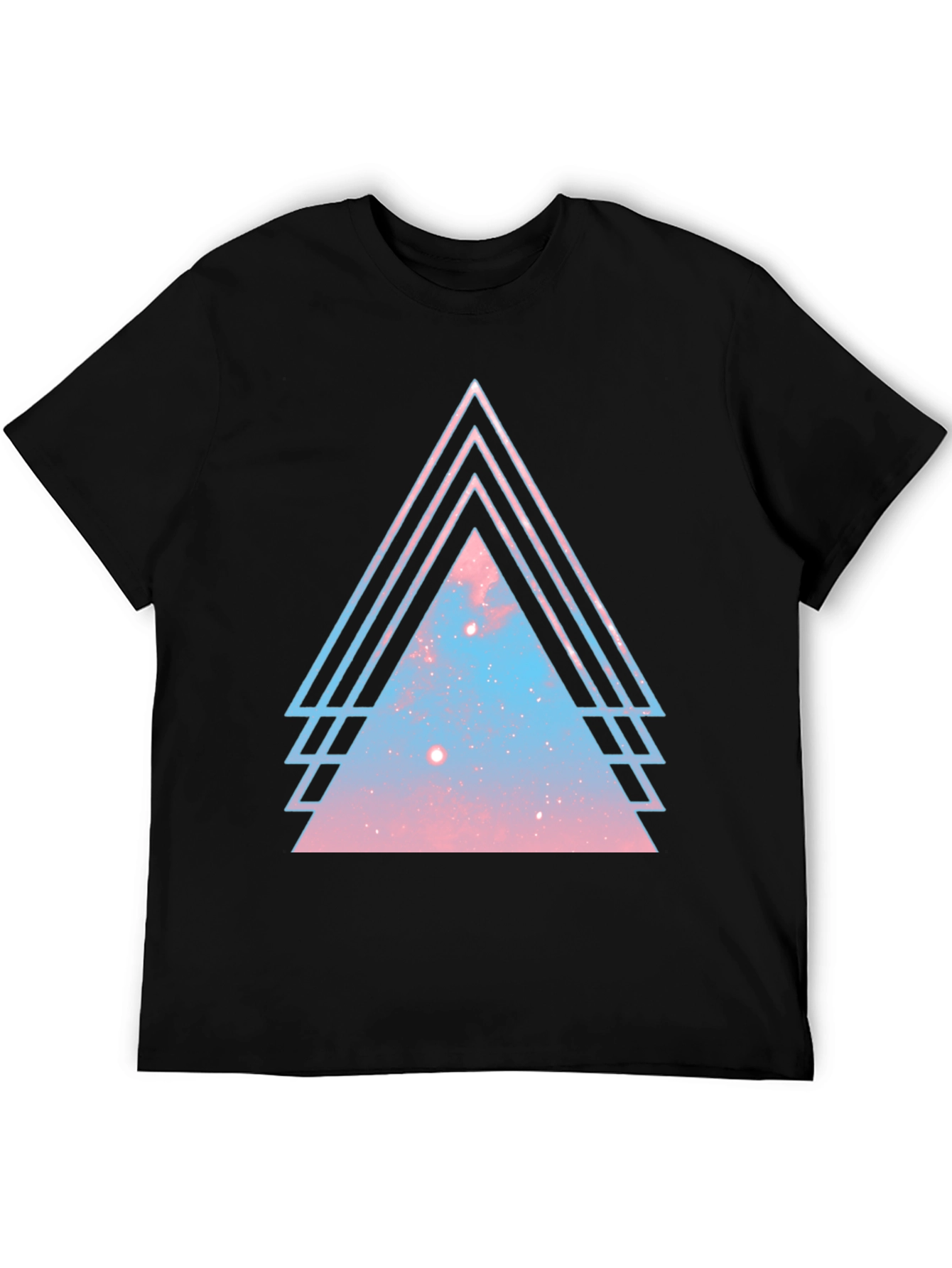 Galaxy Triangle Graphic Tee - Stylish Mens Black T-Shirt