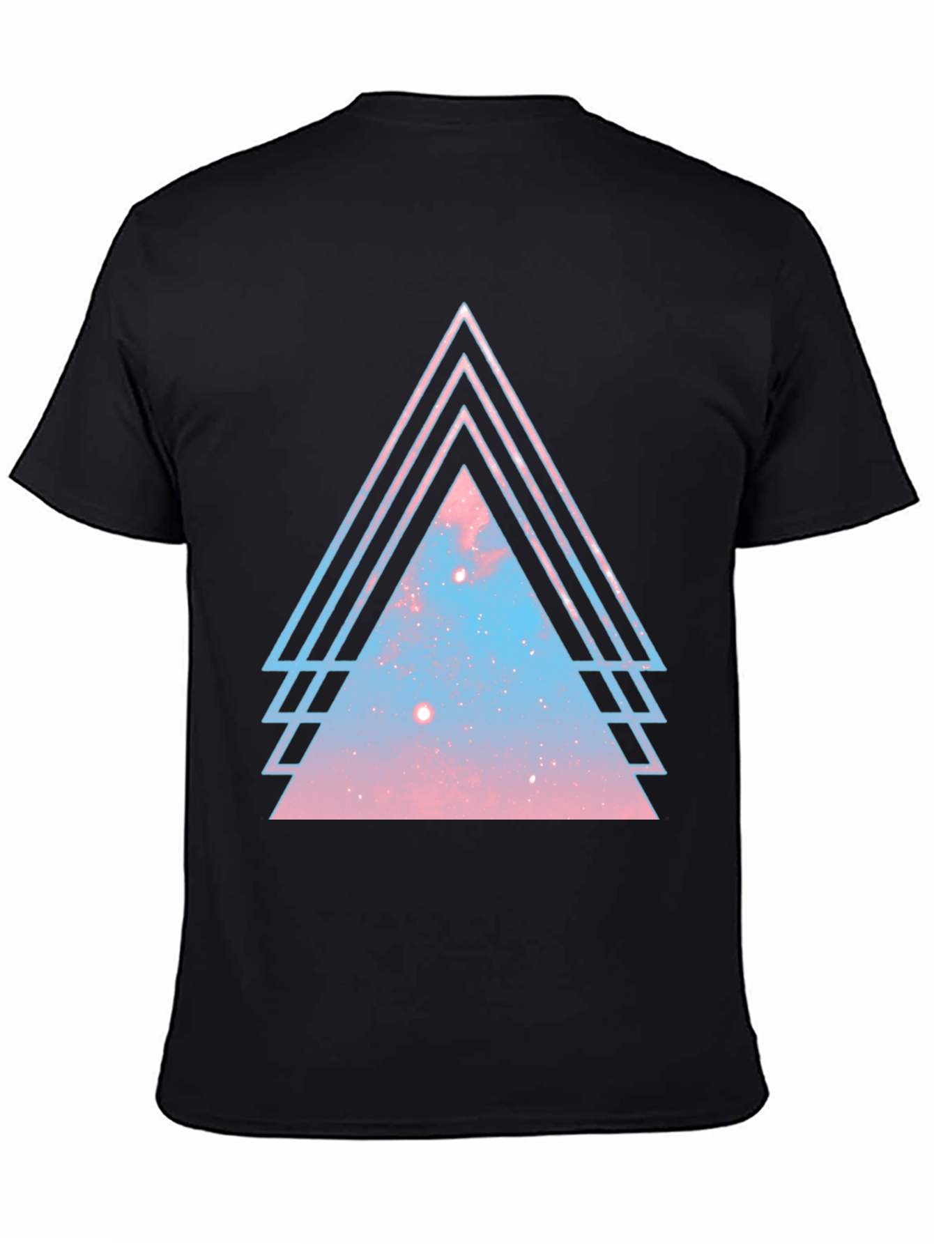 Galaxy Triangle Graphic Tee - Stylish Mens Black T-Shirt