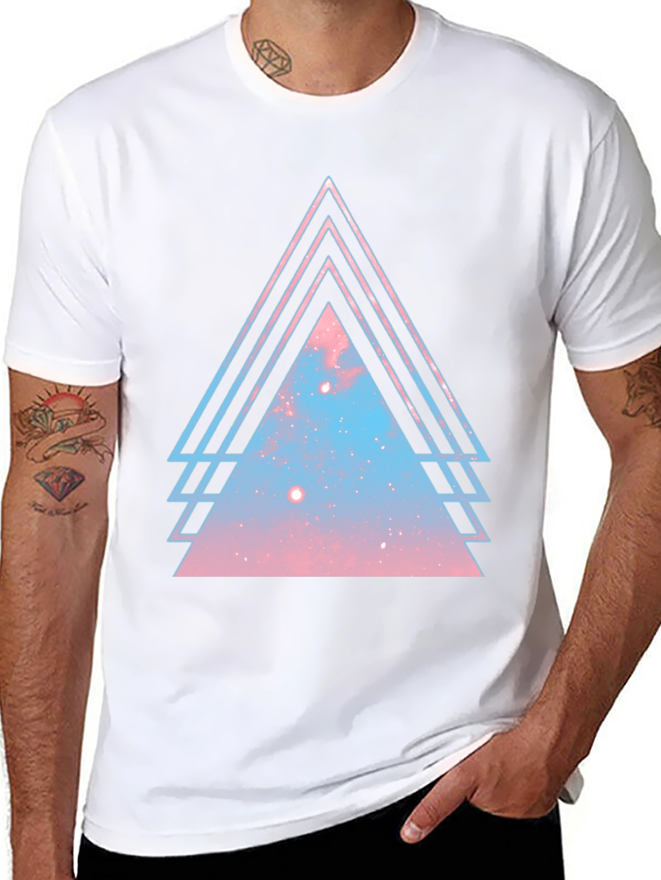 Galaxy Triangle Graphic Tee - Stylish Mens Black T-Shirt