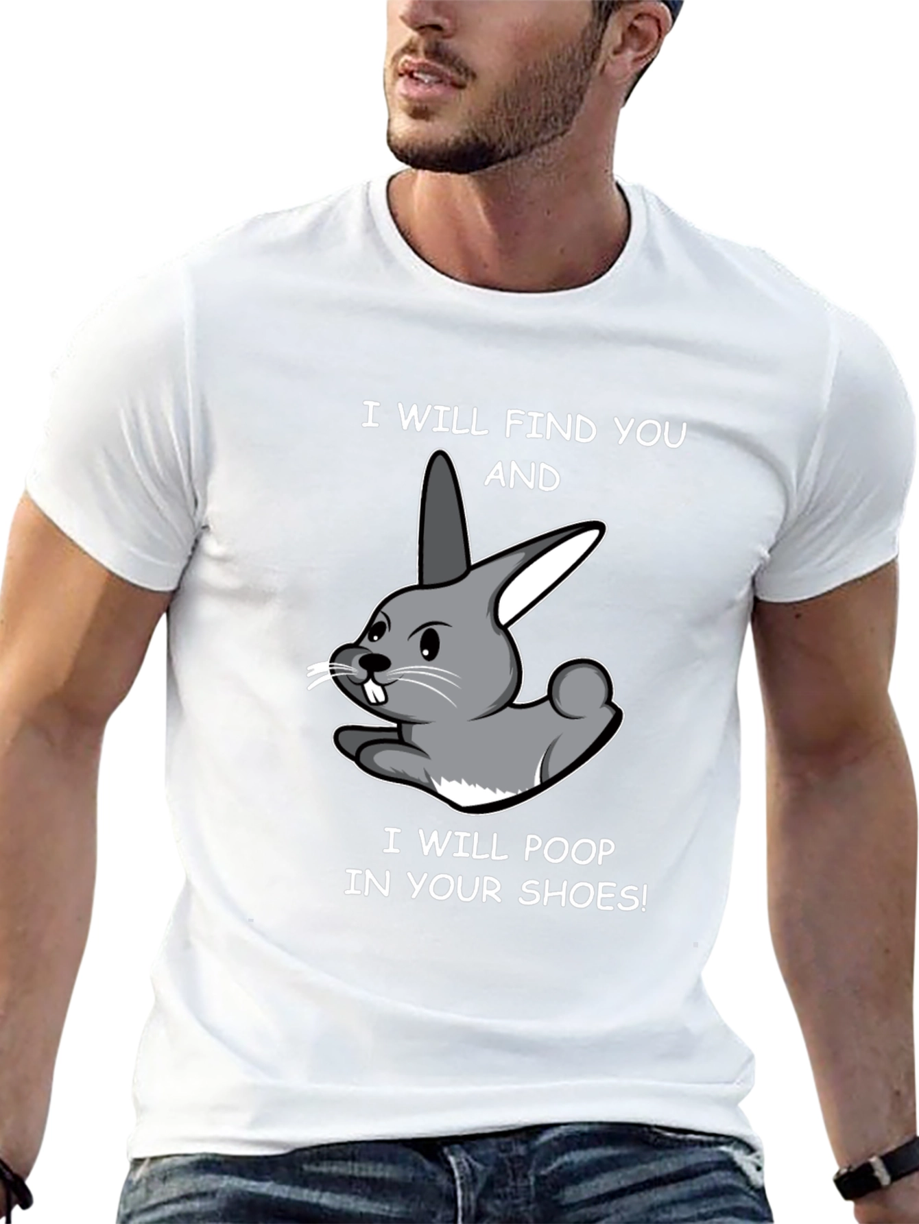 Funny Rabbit T-Shirt - Poop in Your Shoes!