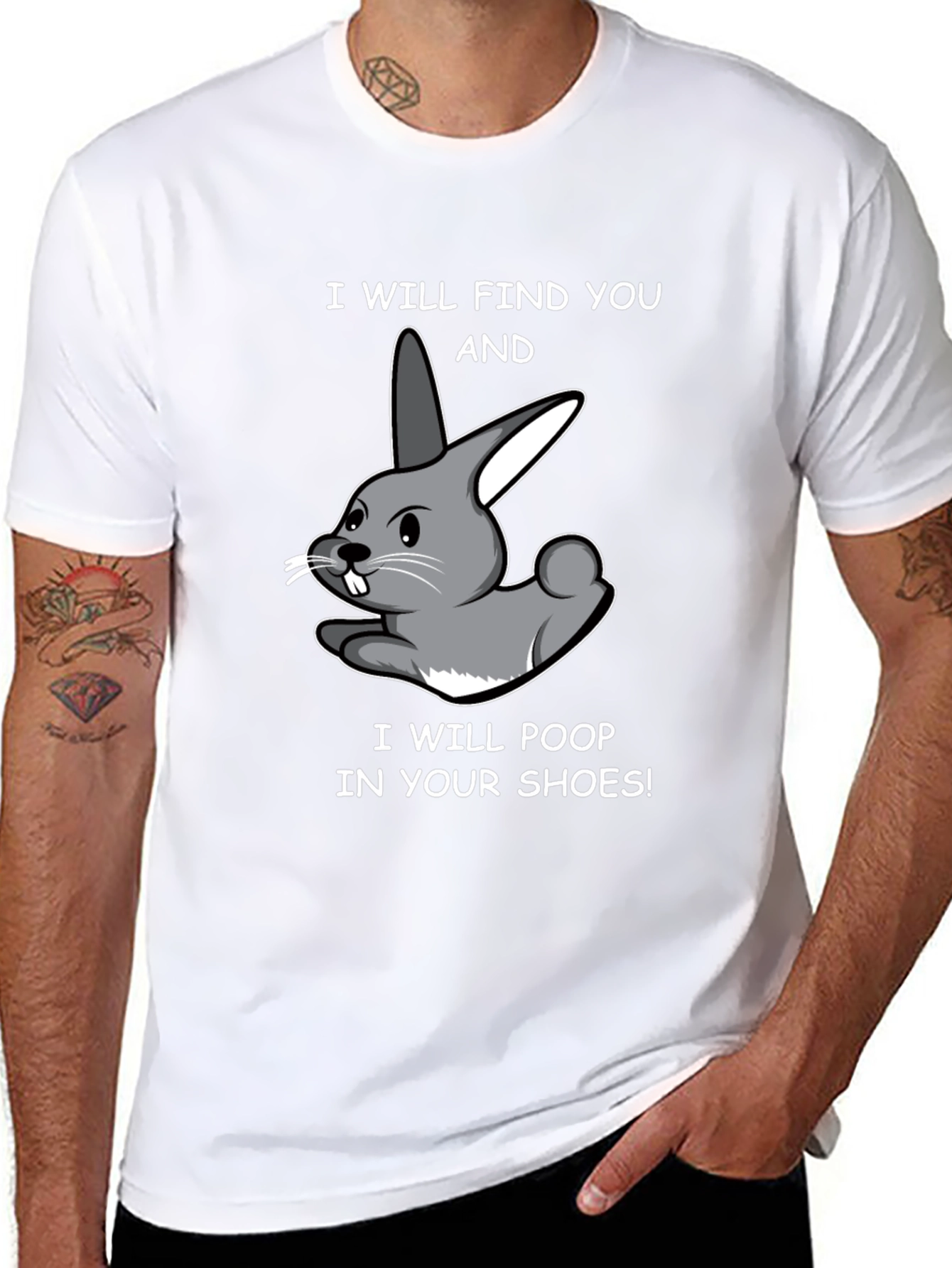Funny Rabbit T-Shirt - Poop in Your Shoes!