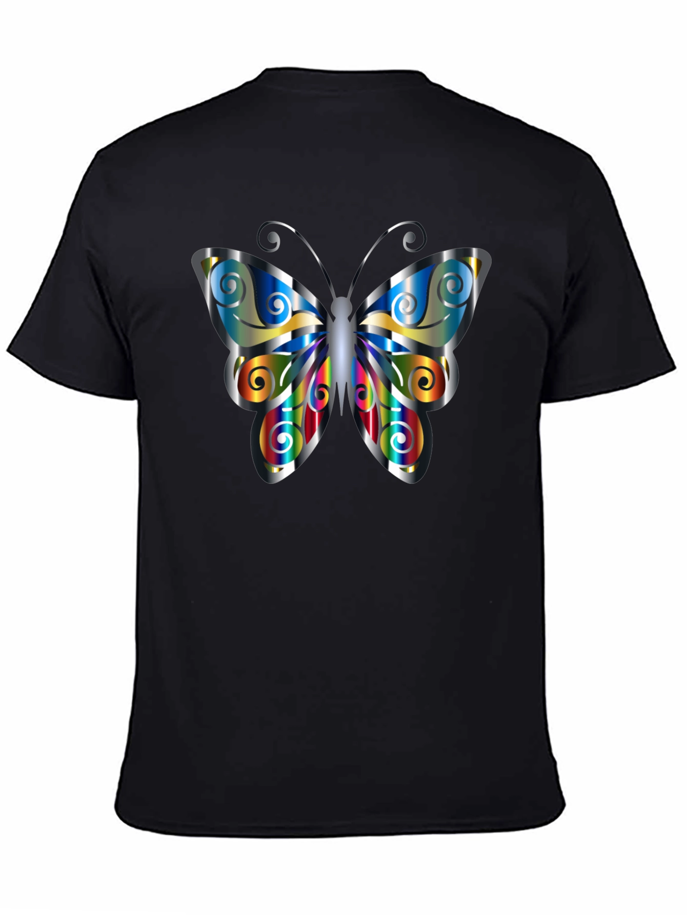 Butterfly Graphic Print Mens Black T-Shirt