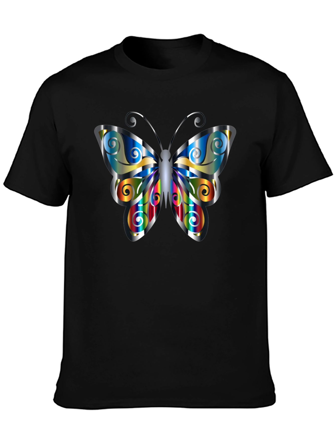 Butterfly Graphic Print Mens Black T-Shirt