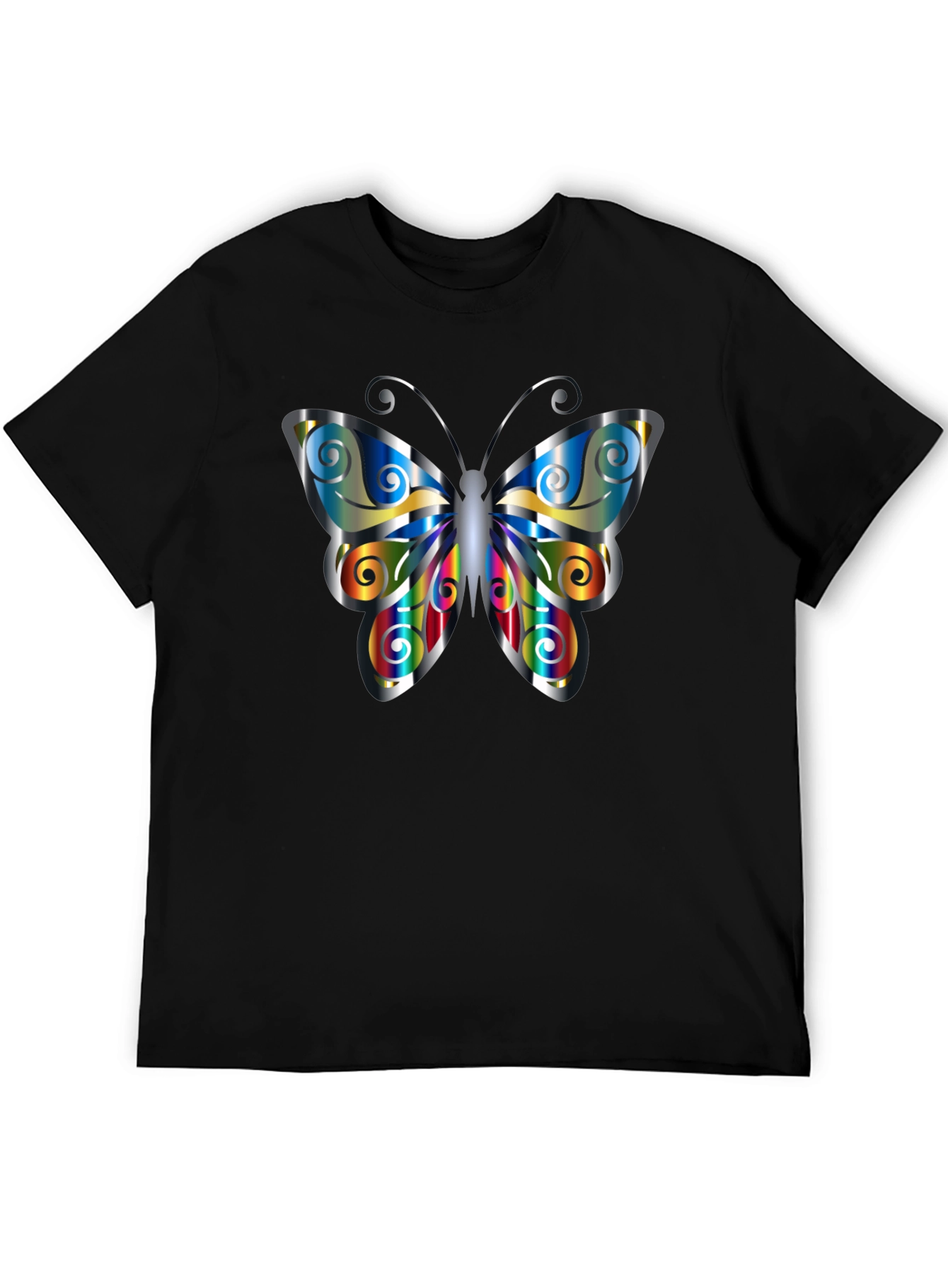 Butterfly Graphic Print Mens Black T-Shirt