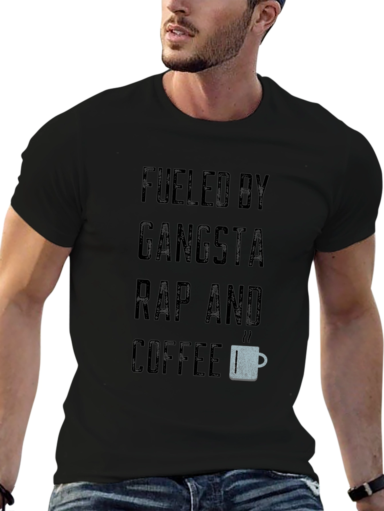 Fueled By Gangsta Rap and Coffee Black T-Shirt