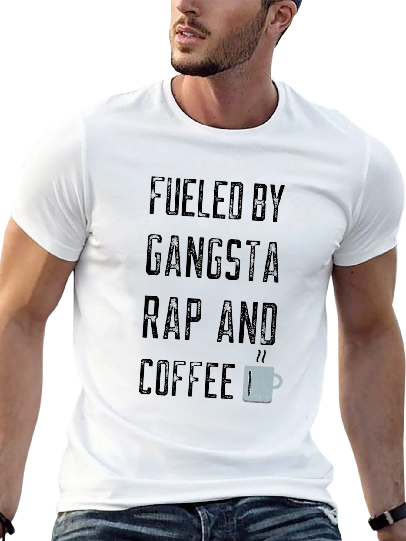 Fueled By Gangsta Rap and Coffee Black T-Shirt