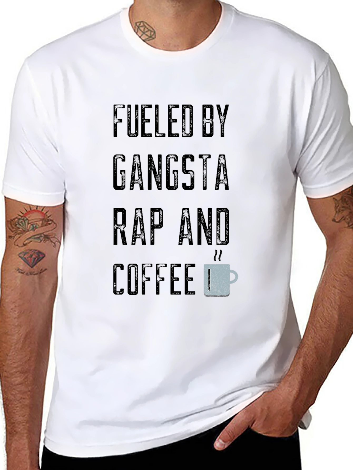 Fueled By Gangsta Rap and Coffee Black T-Shirt