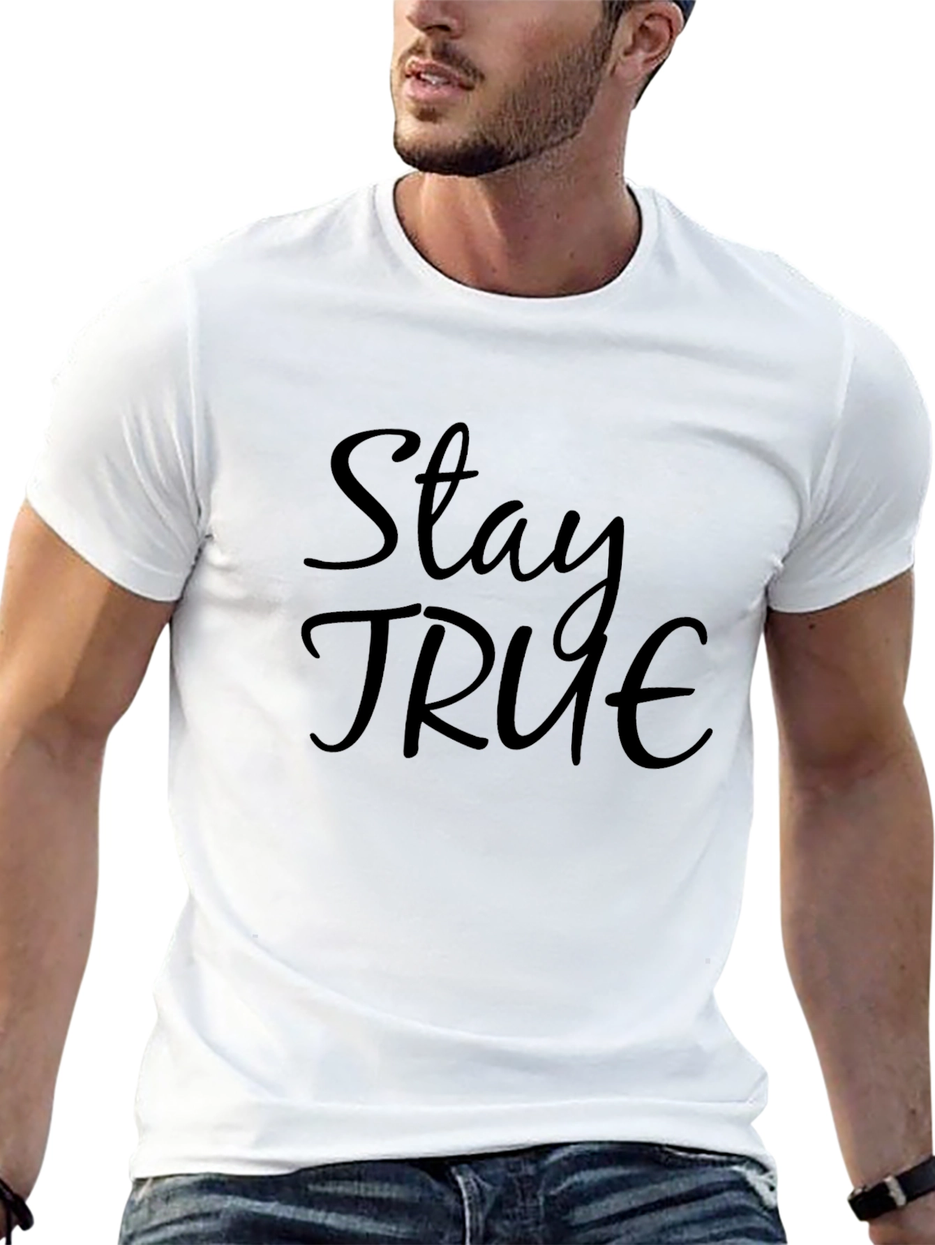 Stay True Black Graphic Tee - Stylish Mens T-Shirt