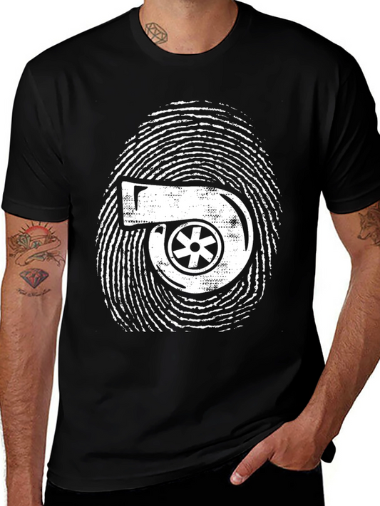 Turbo Fingerprint Black T-Shirt - Automotive Enthusiast Apparel