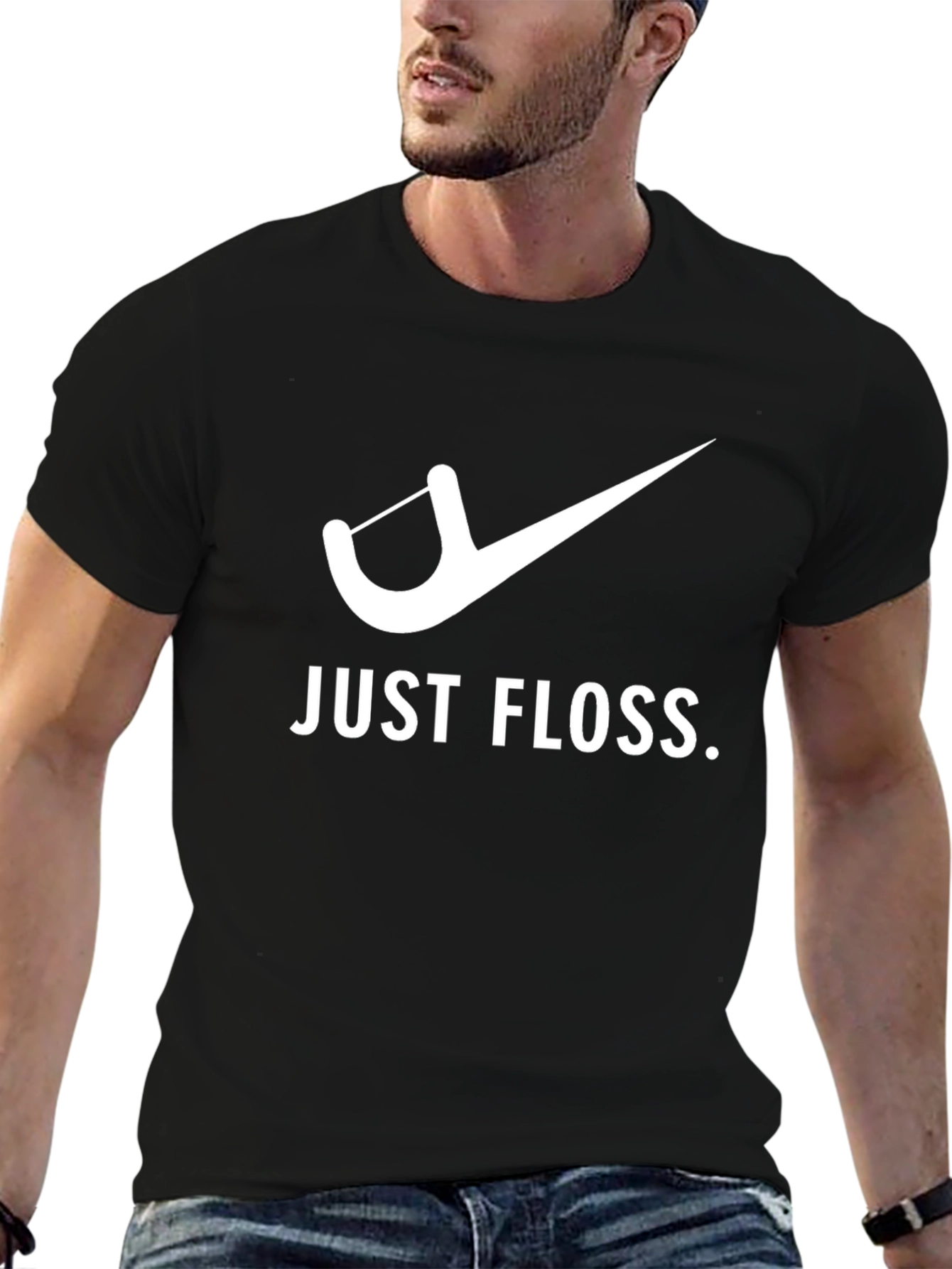 Just Floss Graphic Tee - Black Cotton T-Shirt