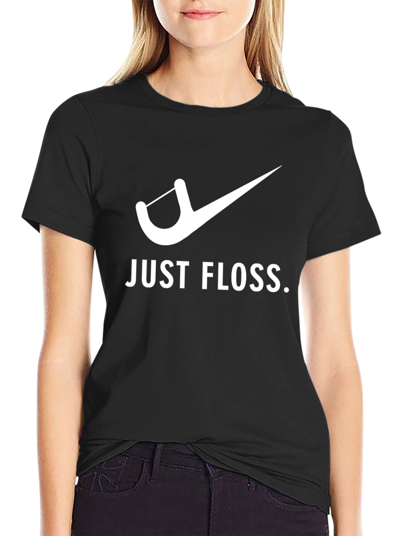 Just Floss Graphic Tee - Black Cotton T-Shirt