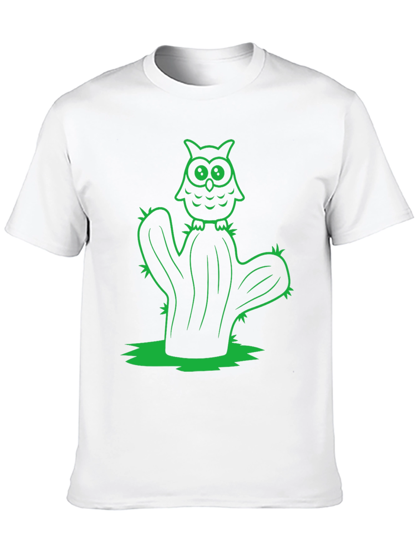 Owl Cactus Black T-Shirt - Novelty Graphic Tee