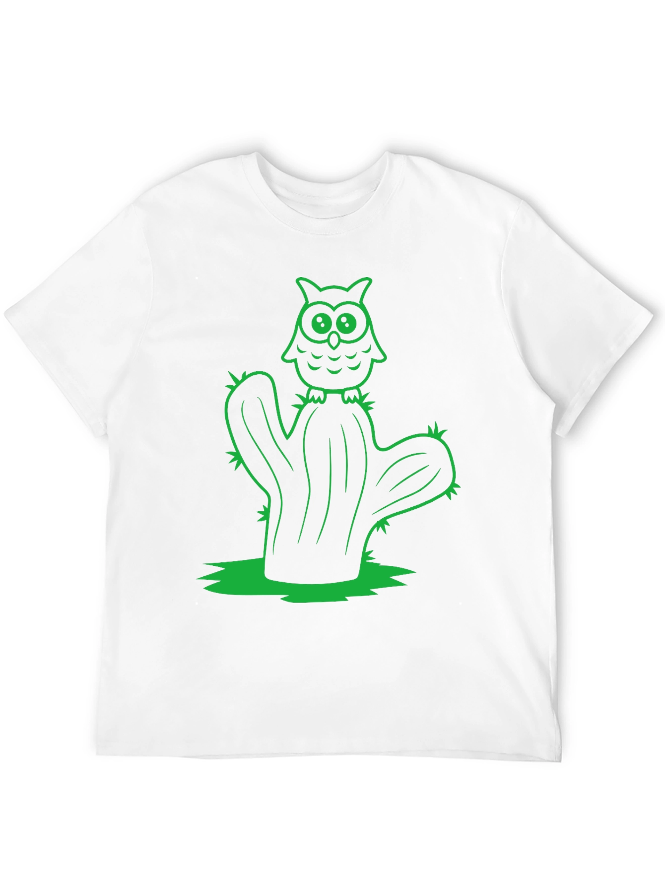 Owl Cactus Black T-Shirt - Novelty Graphic Tee