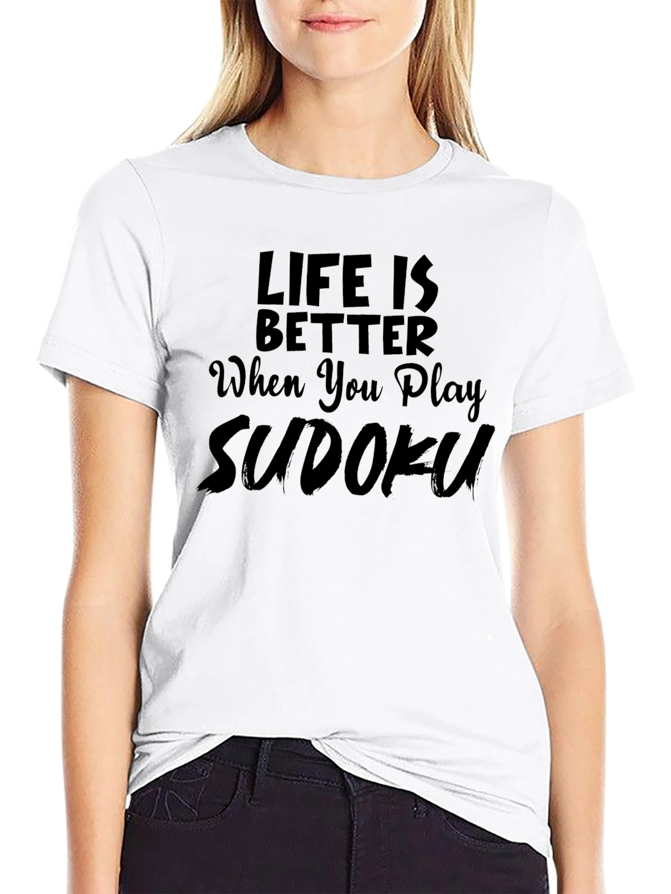 Life Is Better Sudoku Black T-Shirt