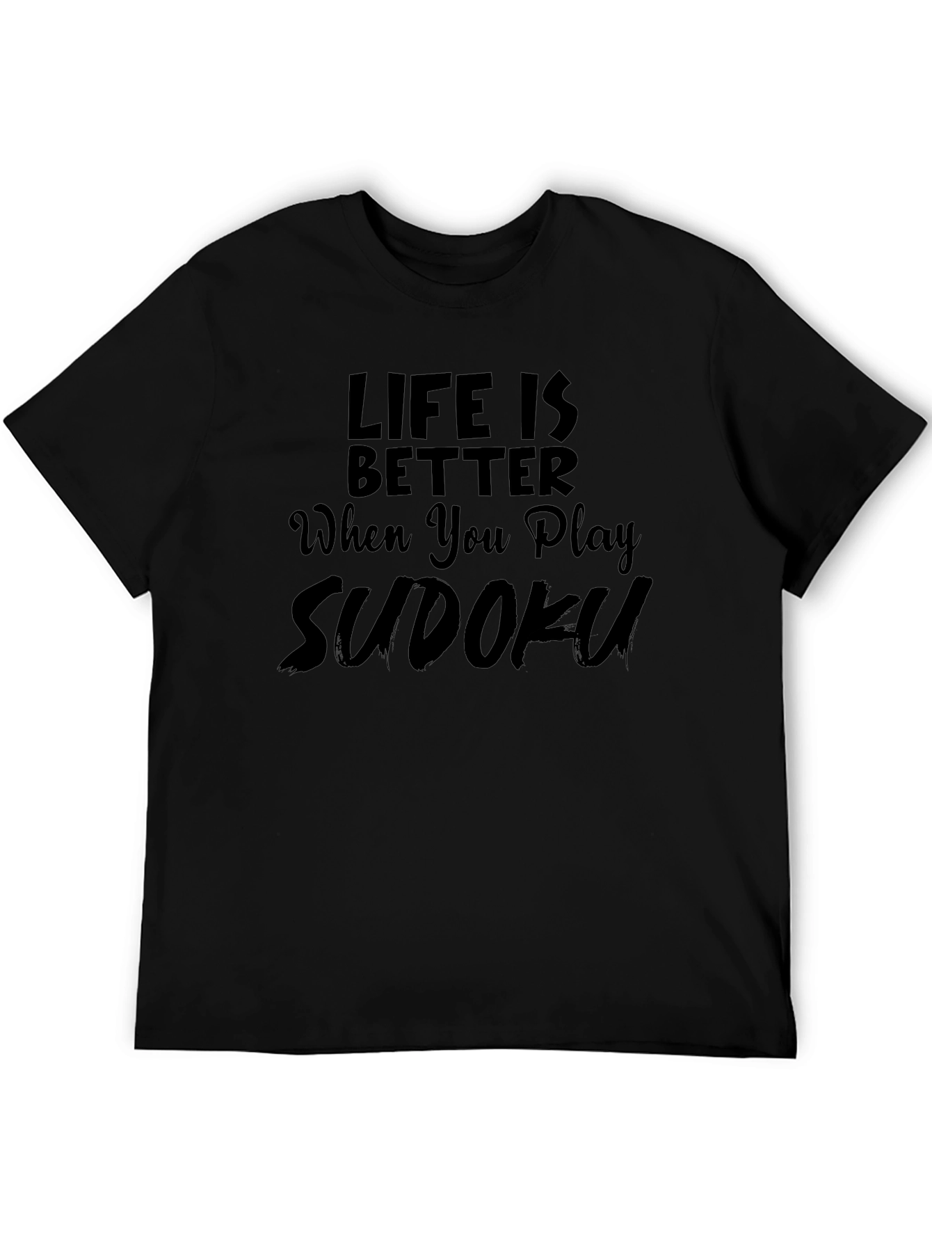 Life Is Better Sudoku Black T-Shirt