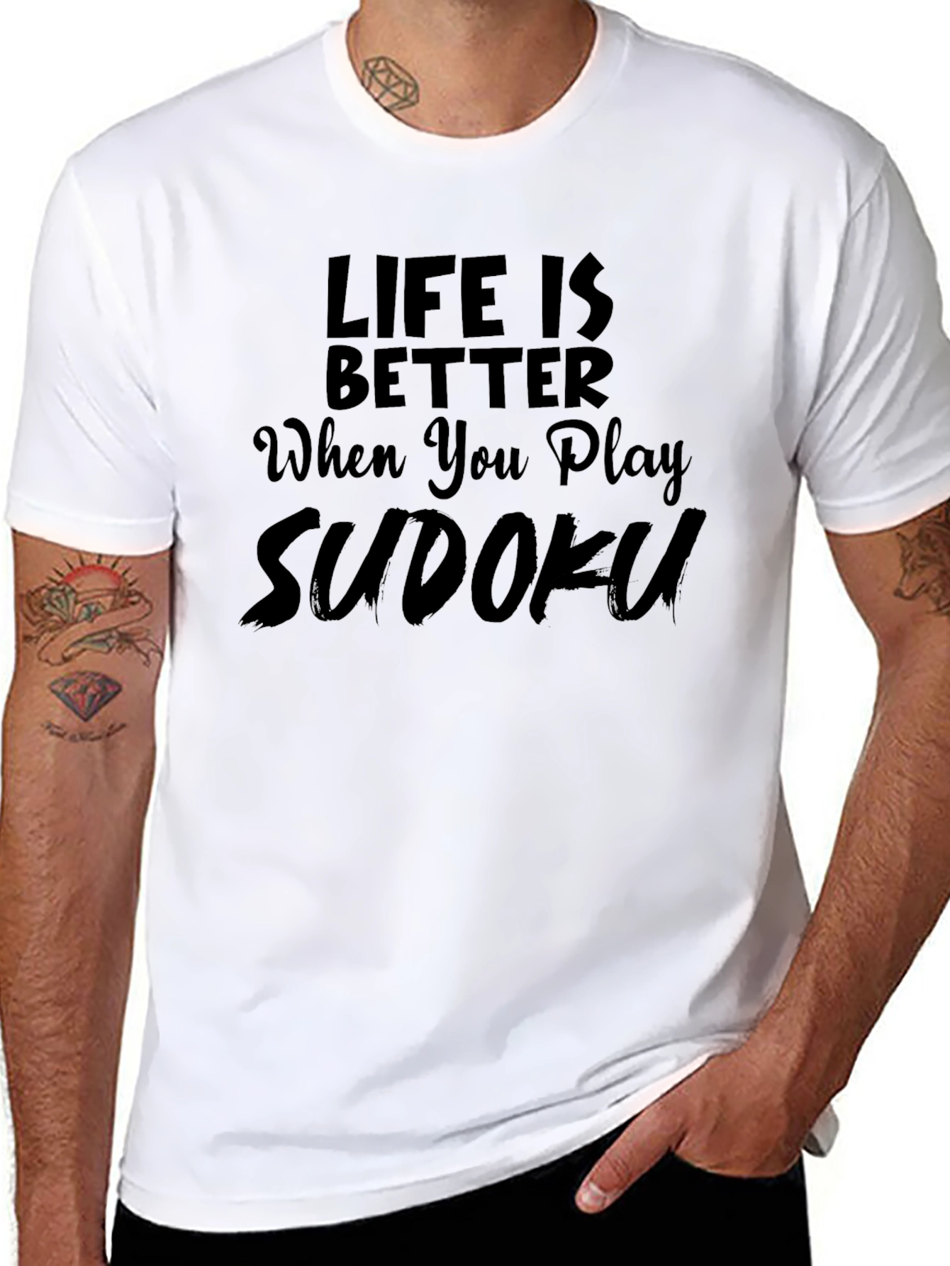 Life Is Better Sudoku Black T-Shirt