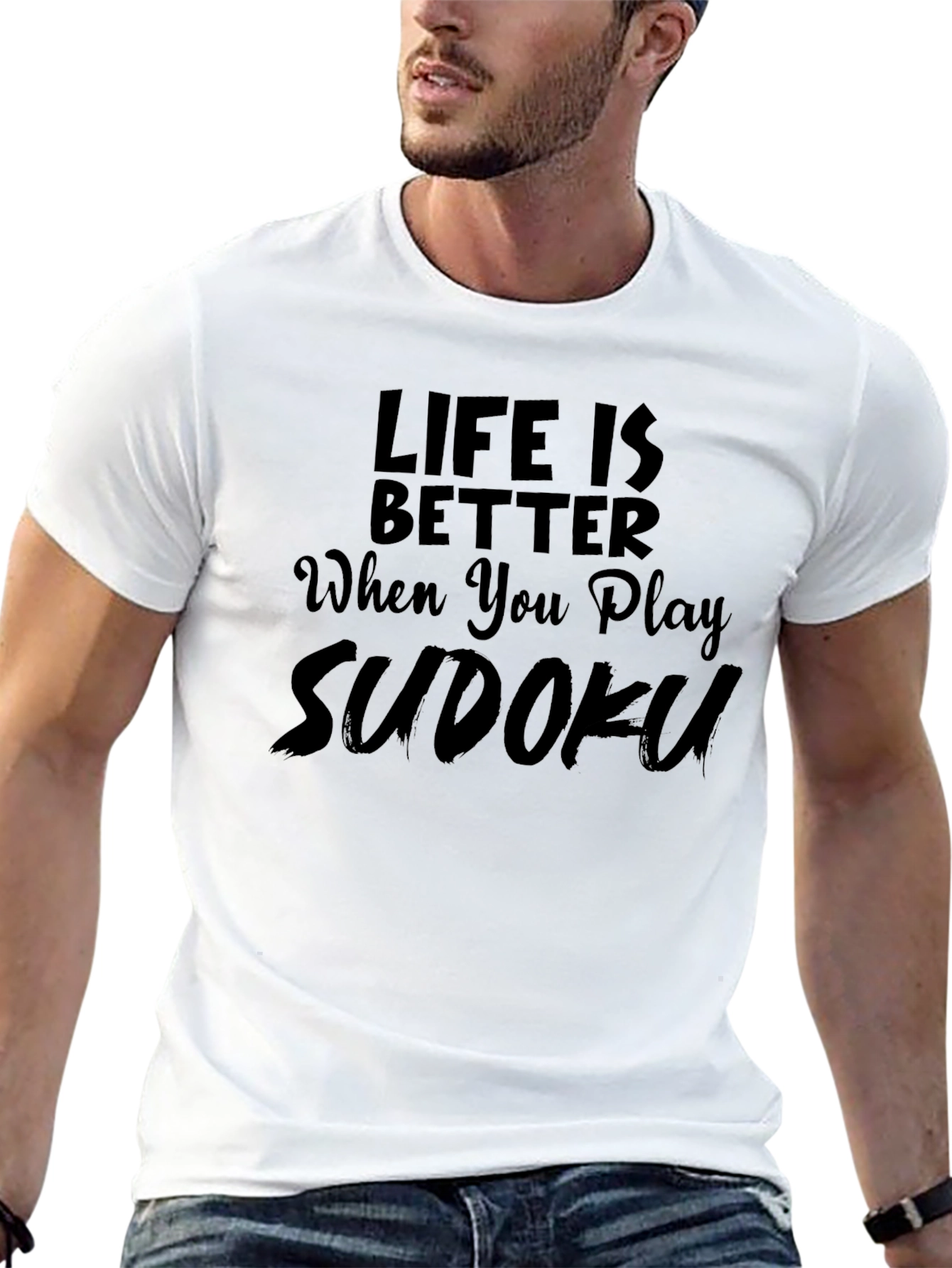 Life Is Better Sudoku Black T-Shirt