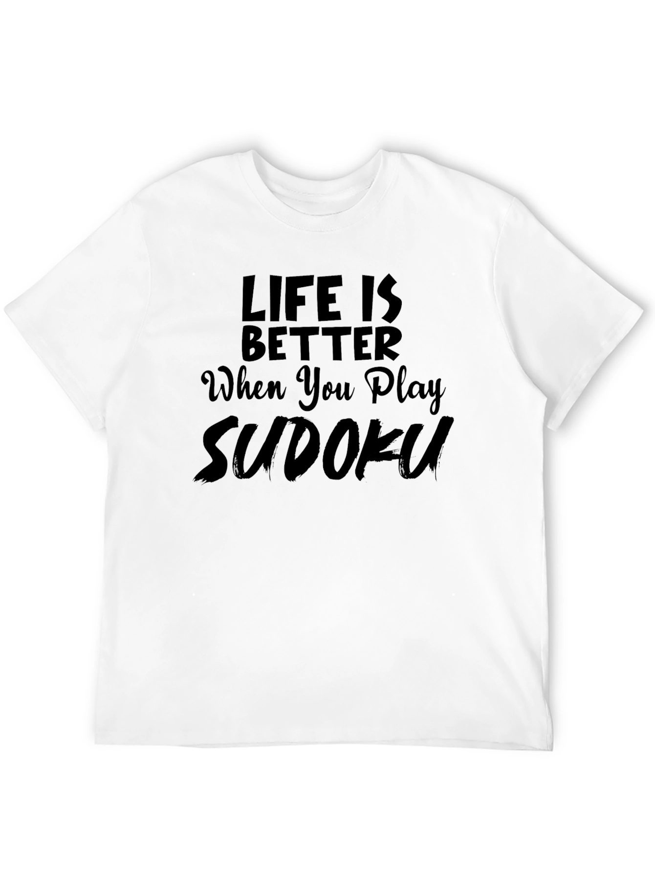 Life Is Better Sudoku Black T-Shirt