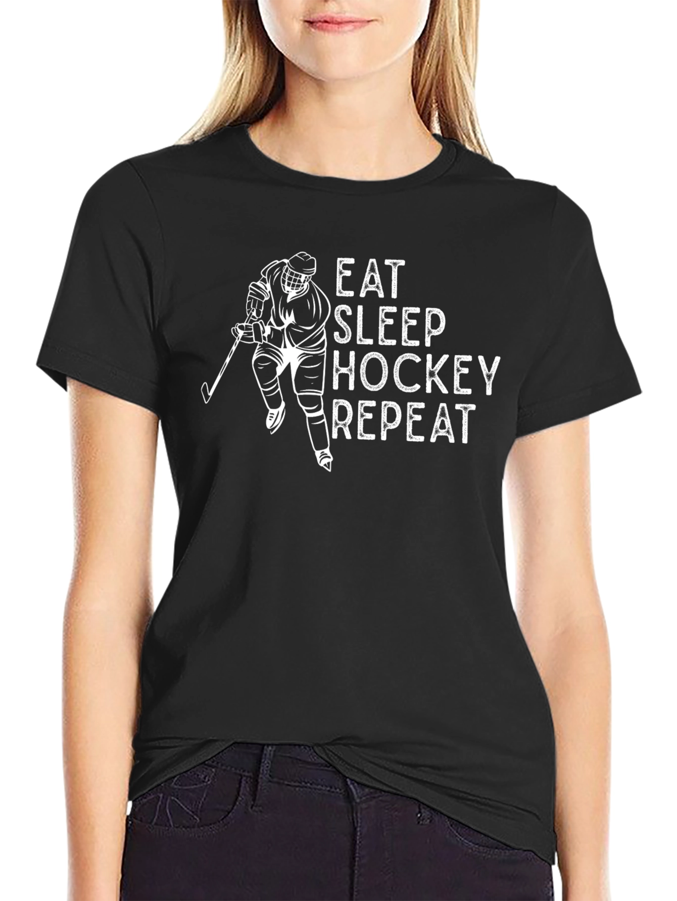 Eat Sleep Hockey Repeat Graphic Tee