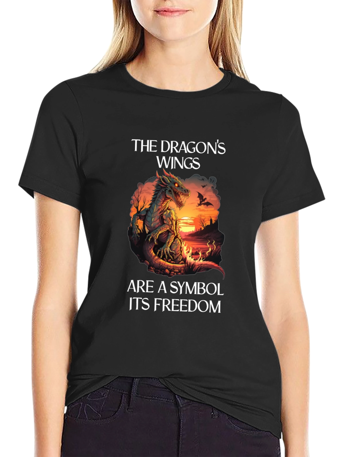 Dragon Wings Freedom Graphic T-Shirt