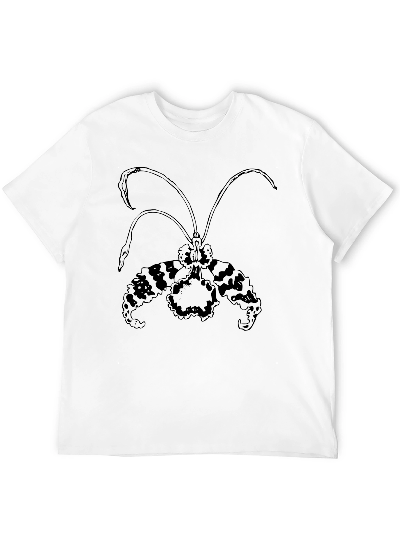 Black T-Shirt with Orchid Print