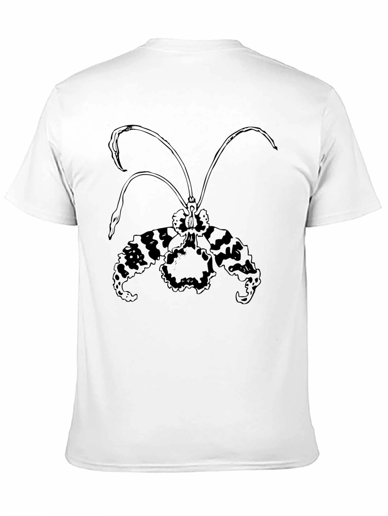 Black T-Shirt with Orchid Print