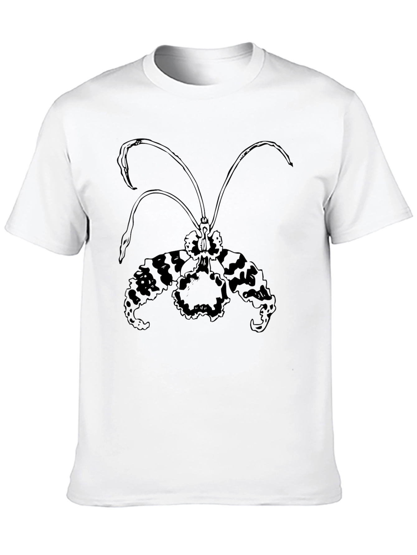 Black T-Shirt with Orchid Print