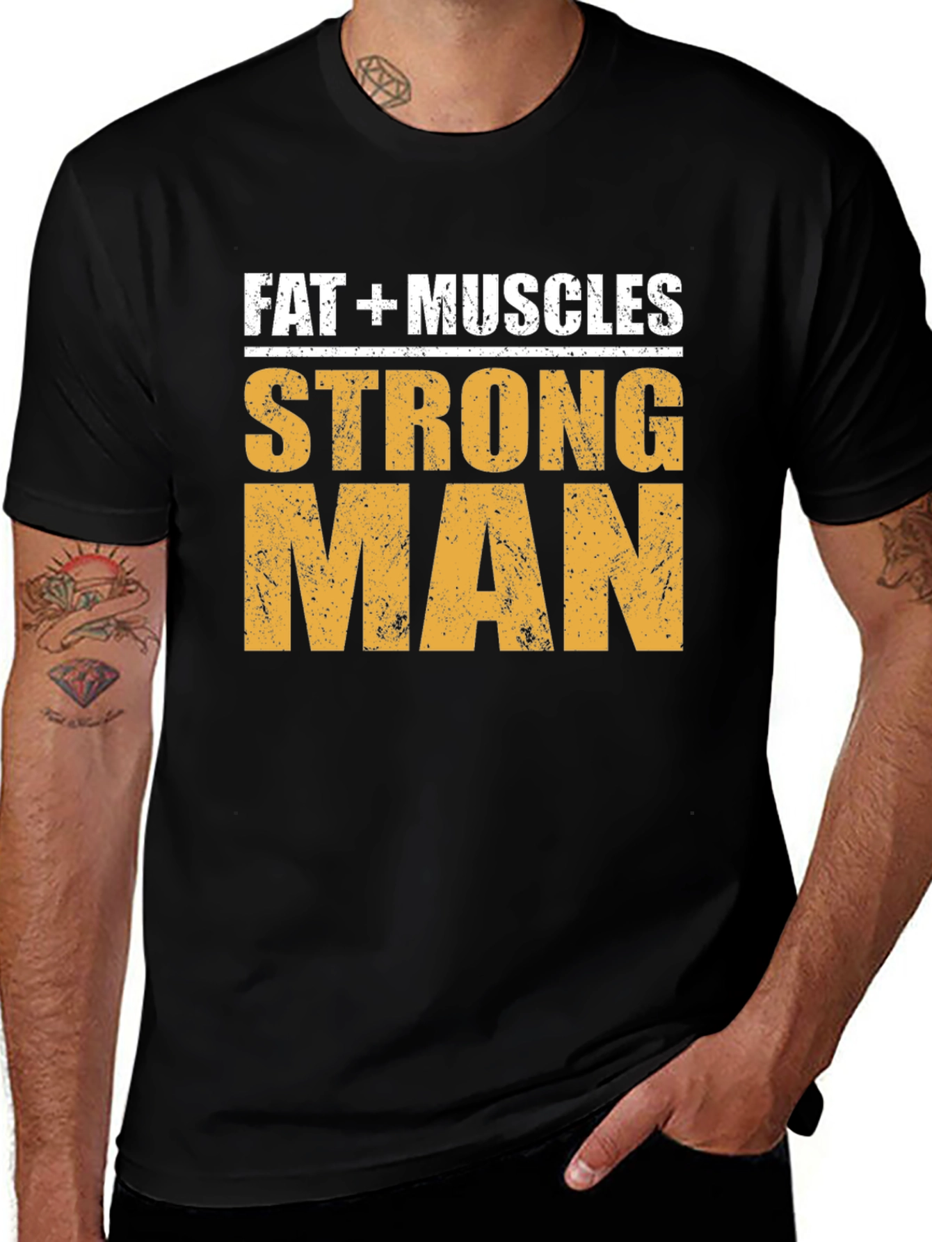 Fat + Muscles Strong Man Graphic T-Shirt