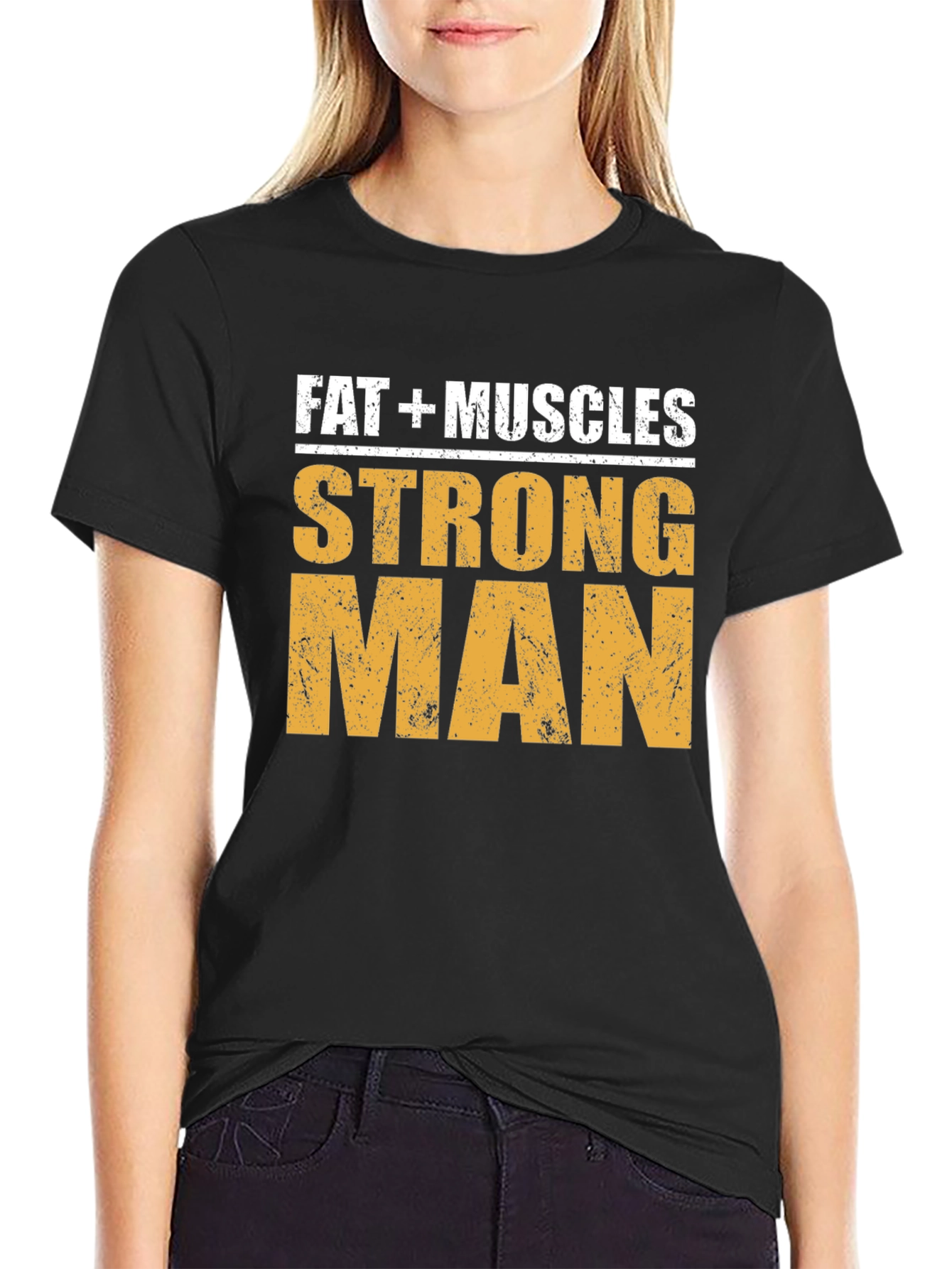 Fat + Muscles Strong Man Graphic T-Shirt