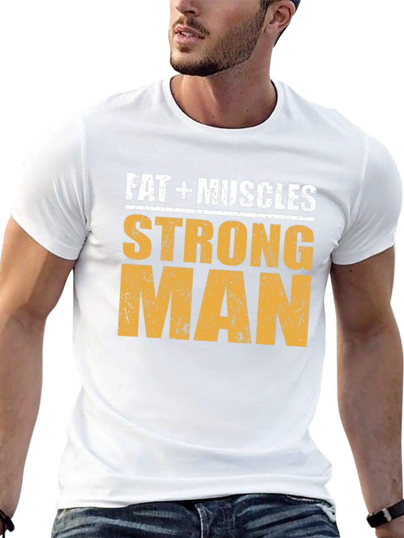 Fat + Muscles Strong Man Graphic T-Shirt