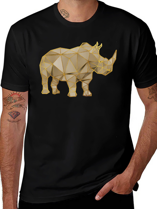 Geometric Rhino T-Shirt - Stylish Animal Graphic Tee