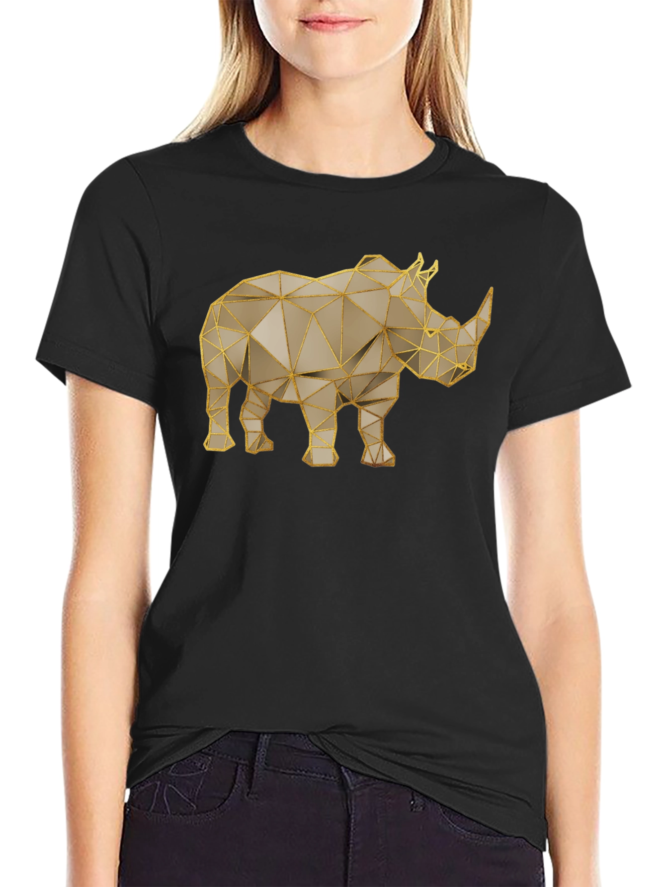 Geometric Rhino T-Shirt - Stylish Animal Graphic Tee