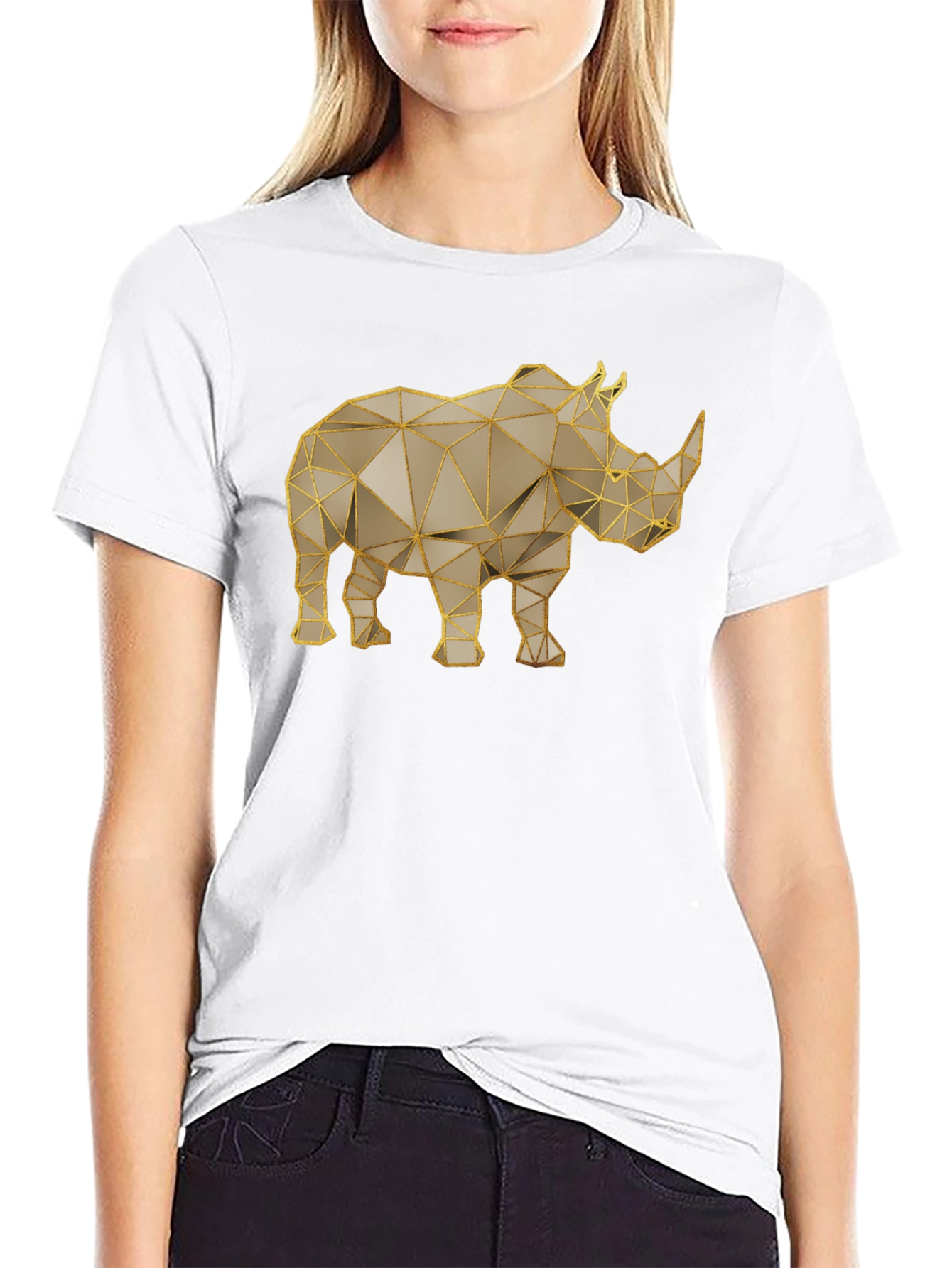 Geometric Rhino T-Shirt - Stylish Animal Graphic Tee