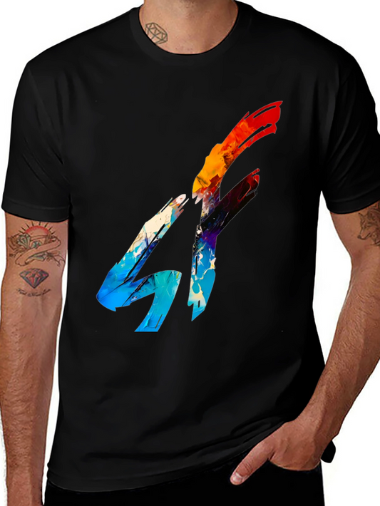 Abstract Graphic Print Black Tee