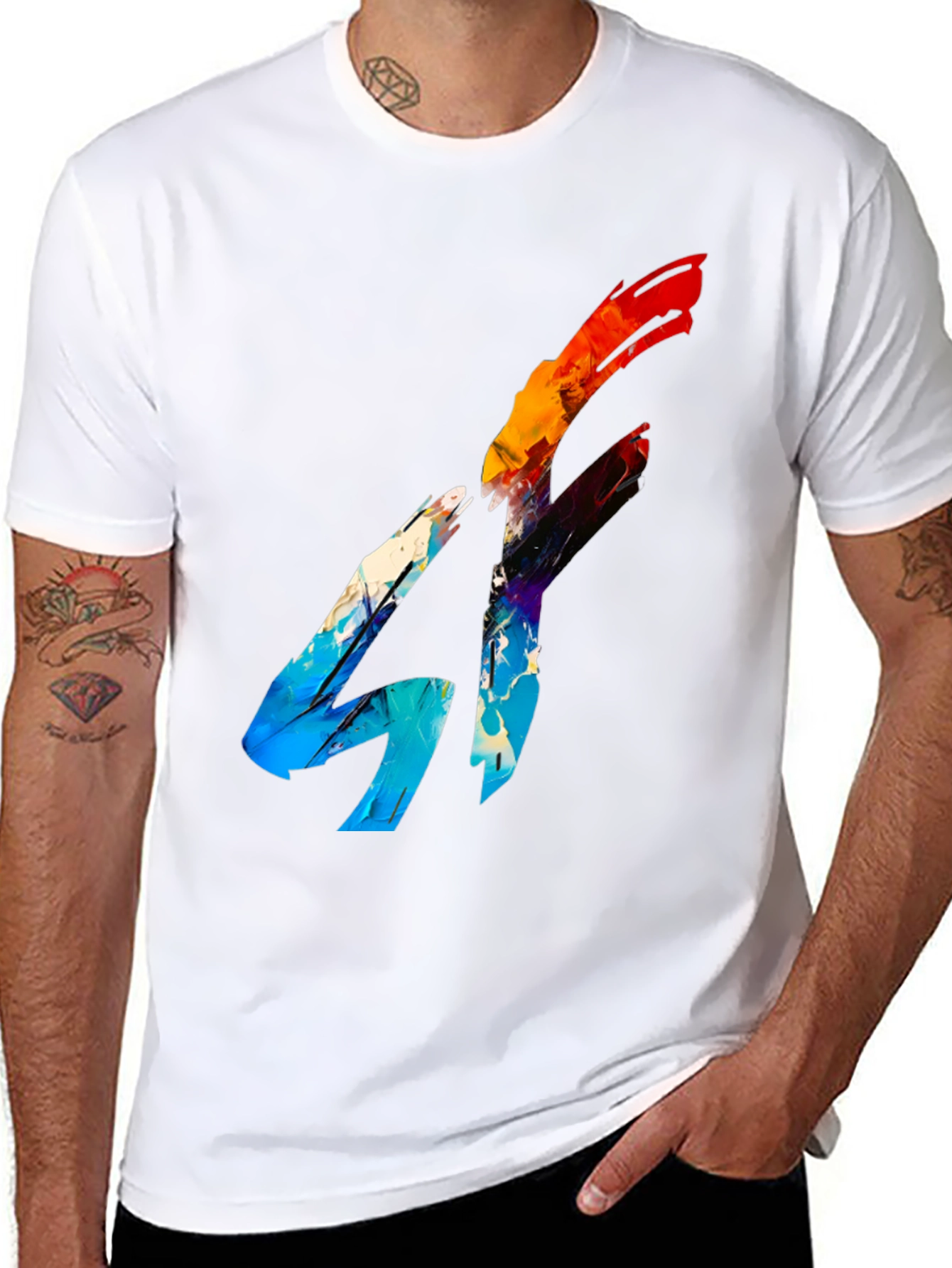 Abstract Graphic Print Black Tee