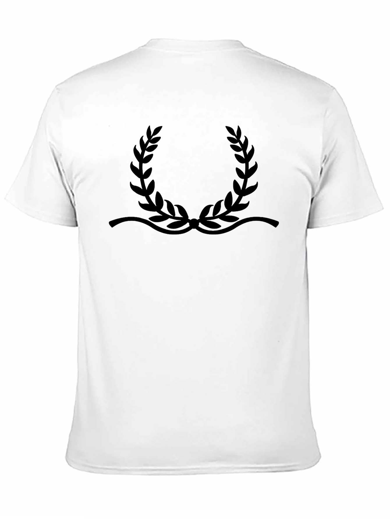 Elegant Black T-Shirt with Laurel Wreath Design