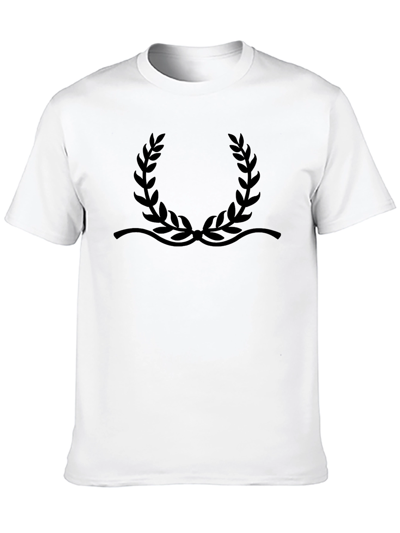 Elegant Black T-Shirt with Laurel Wreath Design