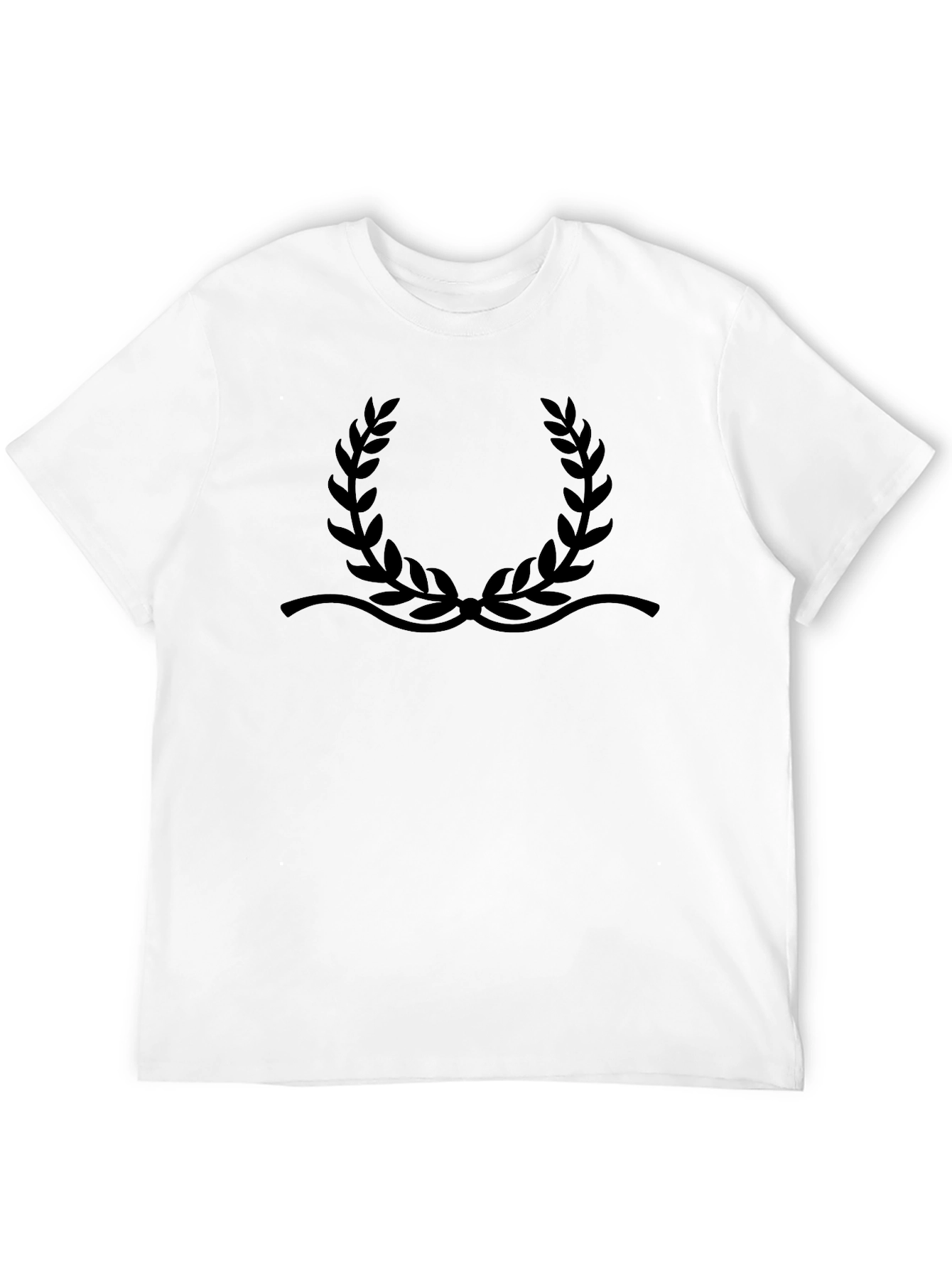 Elegant Black T-Shirt with Laurel Wreath Design