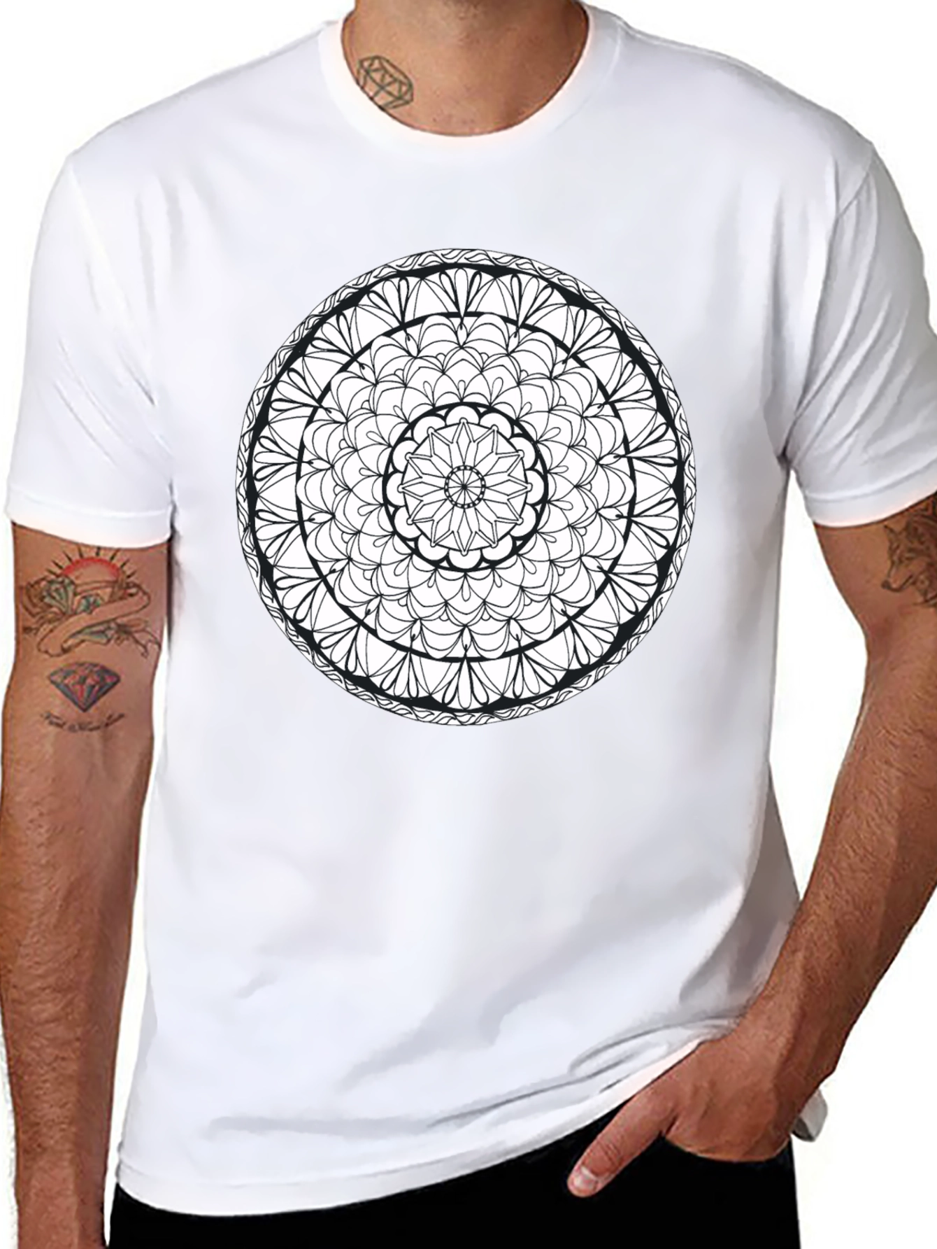 Mandala Print Black T-Shirt - Artistic Tee