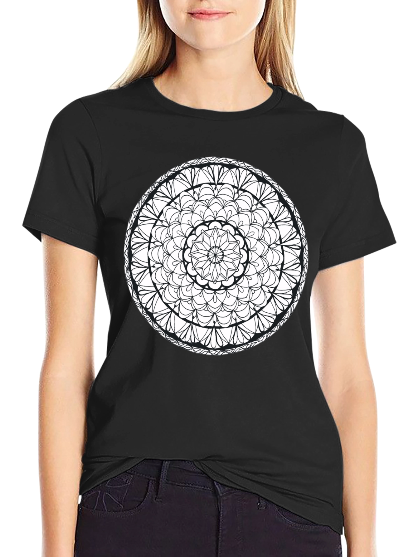 Mandala Print Black T-Shirt - Artistic Tee