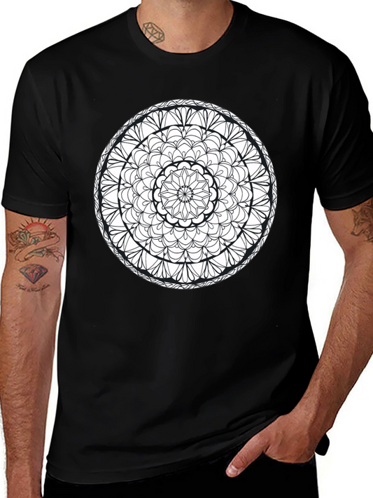 Mandala Print Black T-Shirt - Artistic Tee
