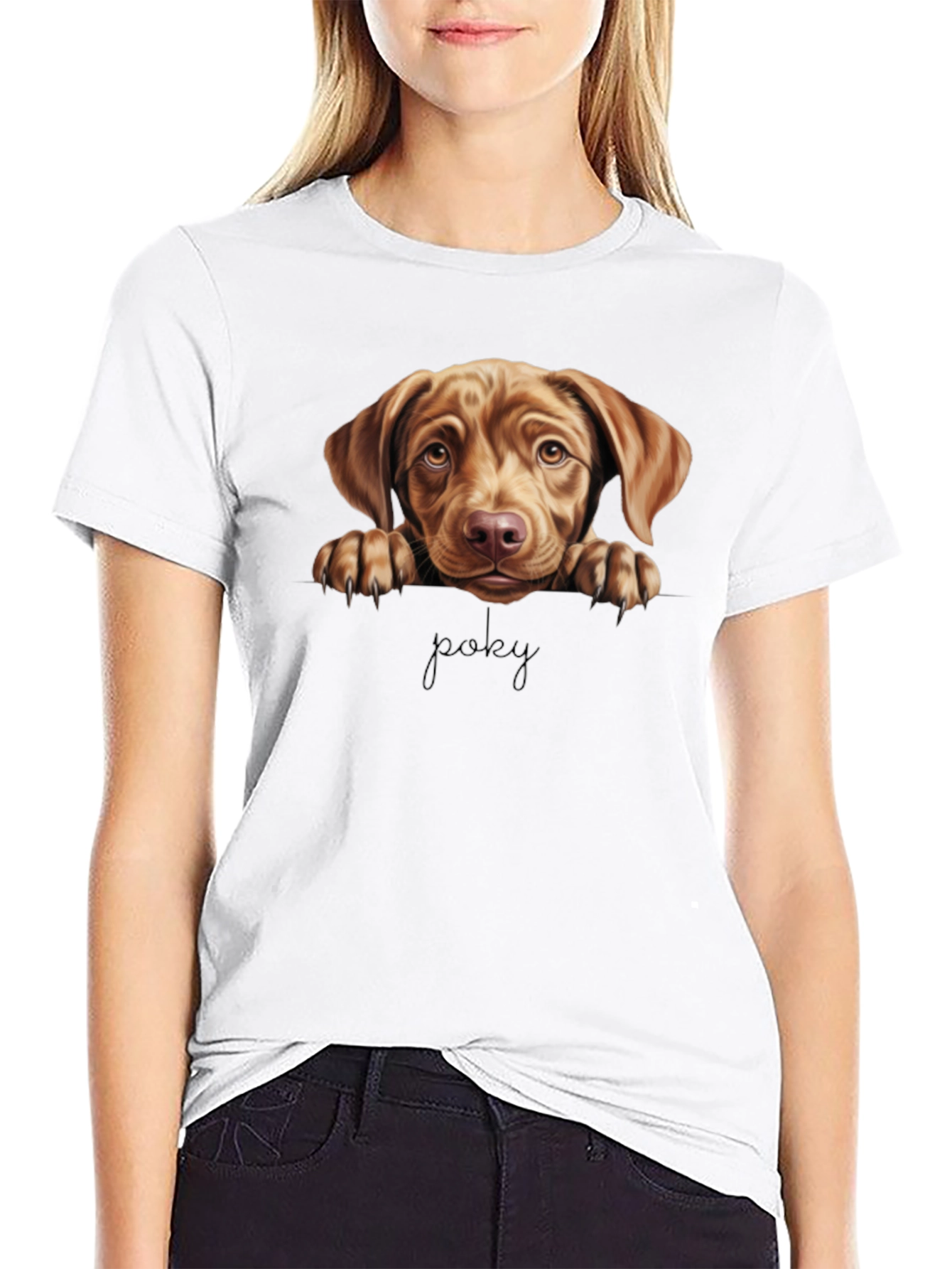Poky Dog Graphic Tee - Black Cotton Blend Shirt