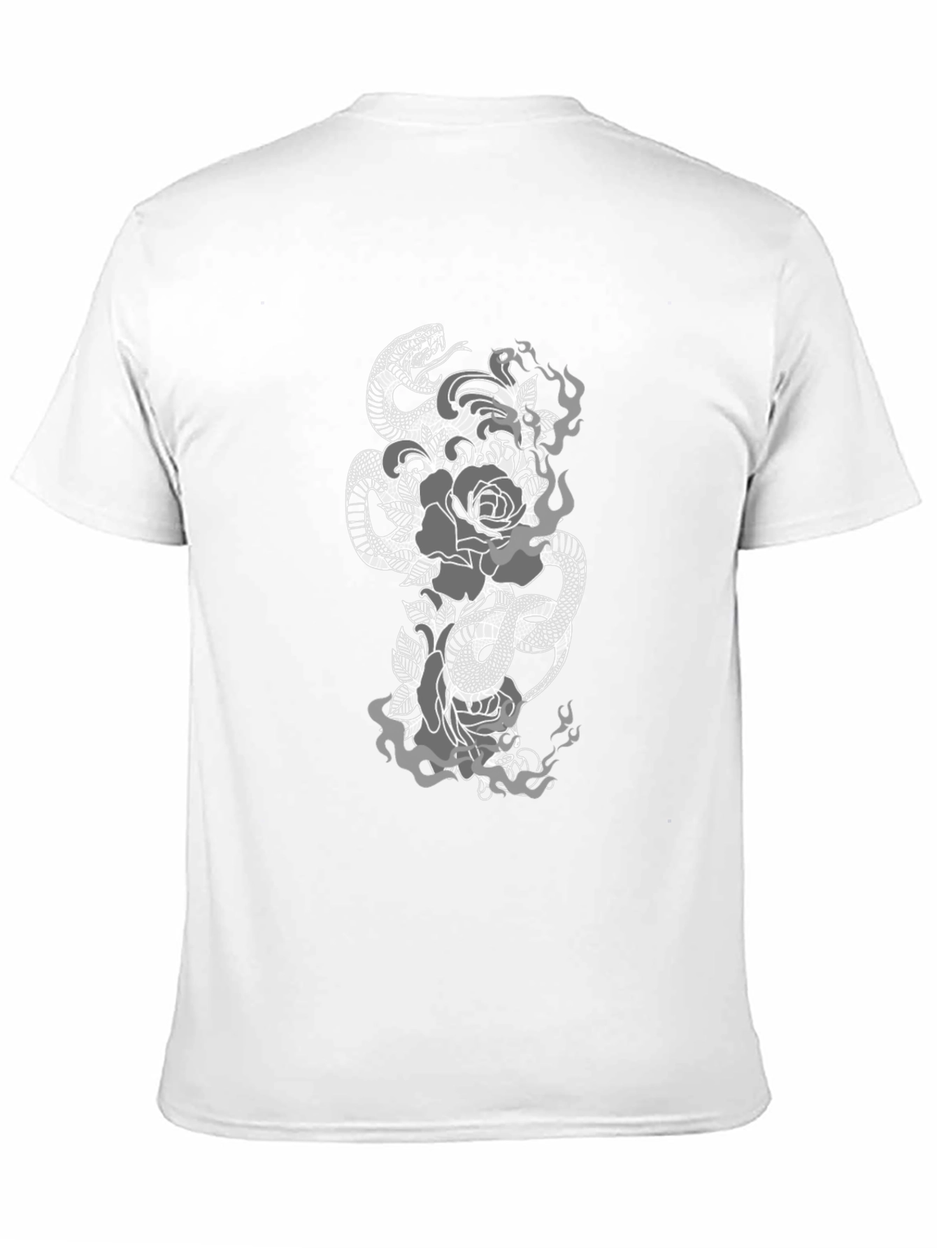 Snake & Roses Graphic Tee - Black Casual Fit