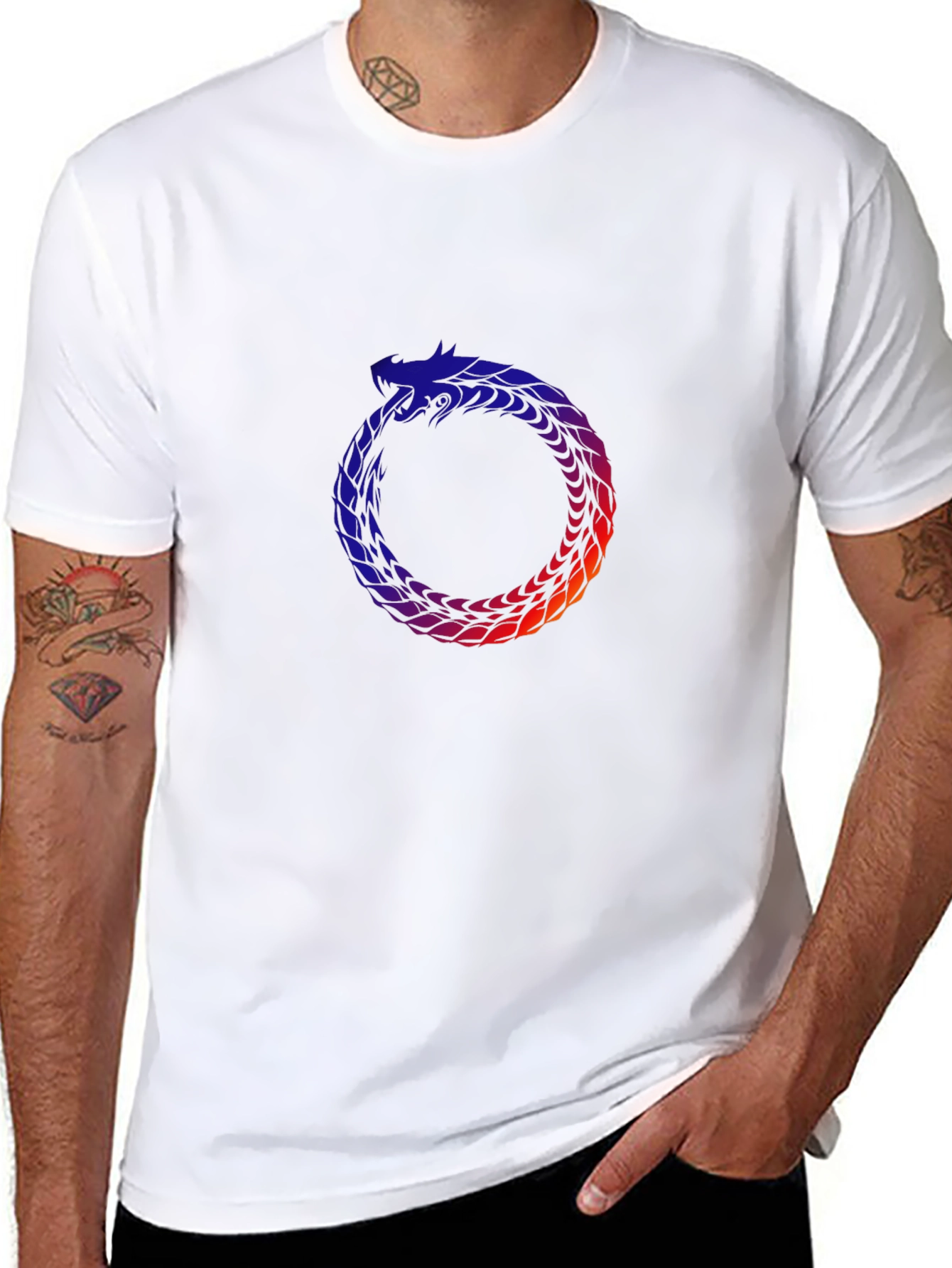 Ouroboros Serpent Graphic T-Shirt - Black