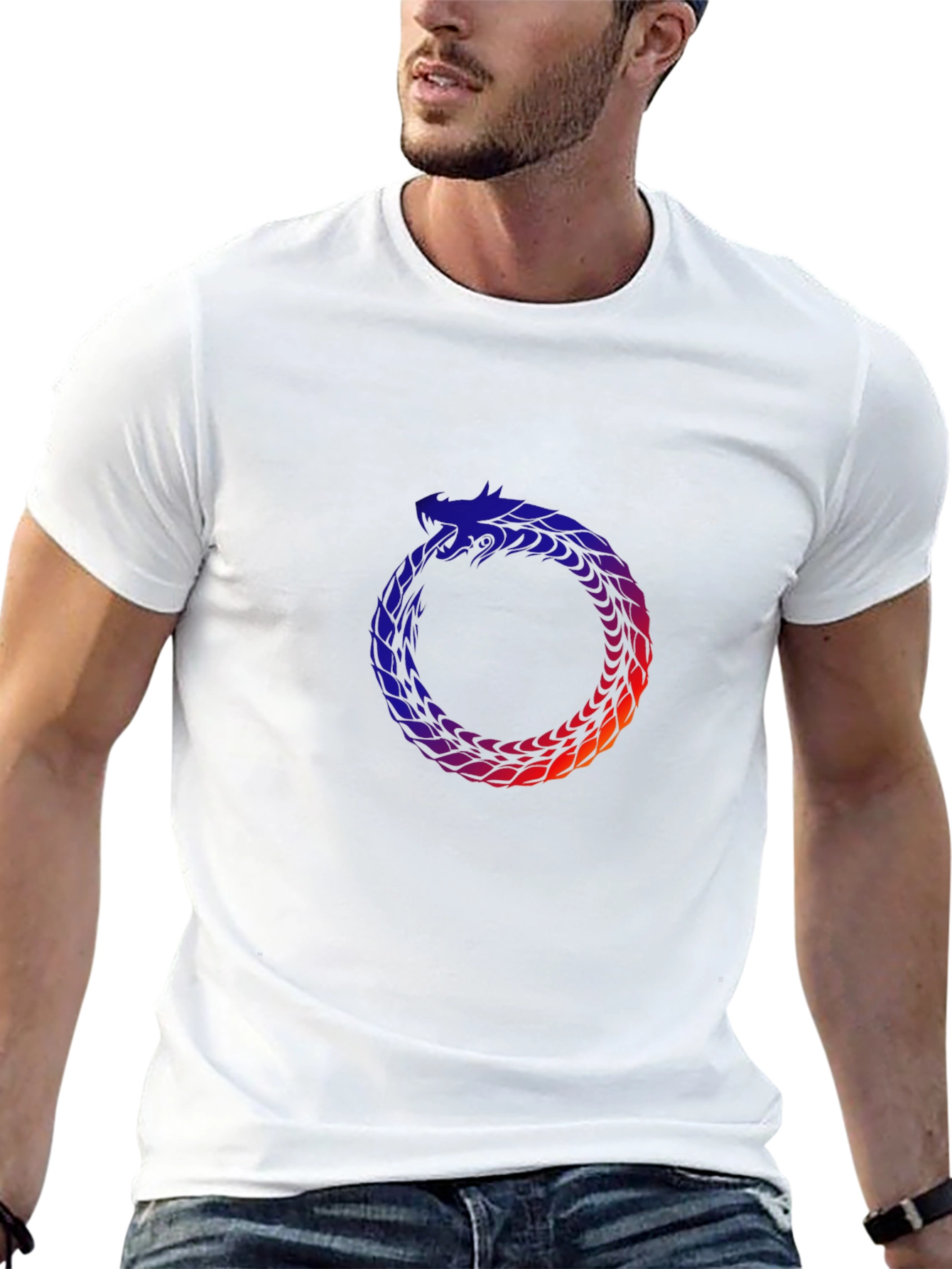 Ouroboros Serpent Graphic T-Shirt - Black