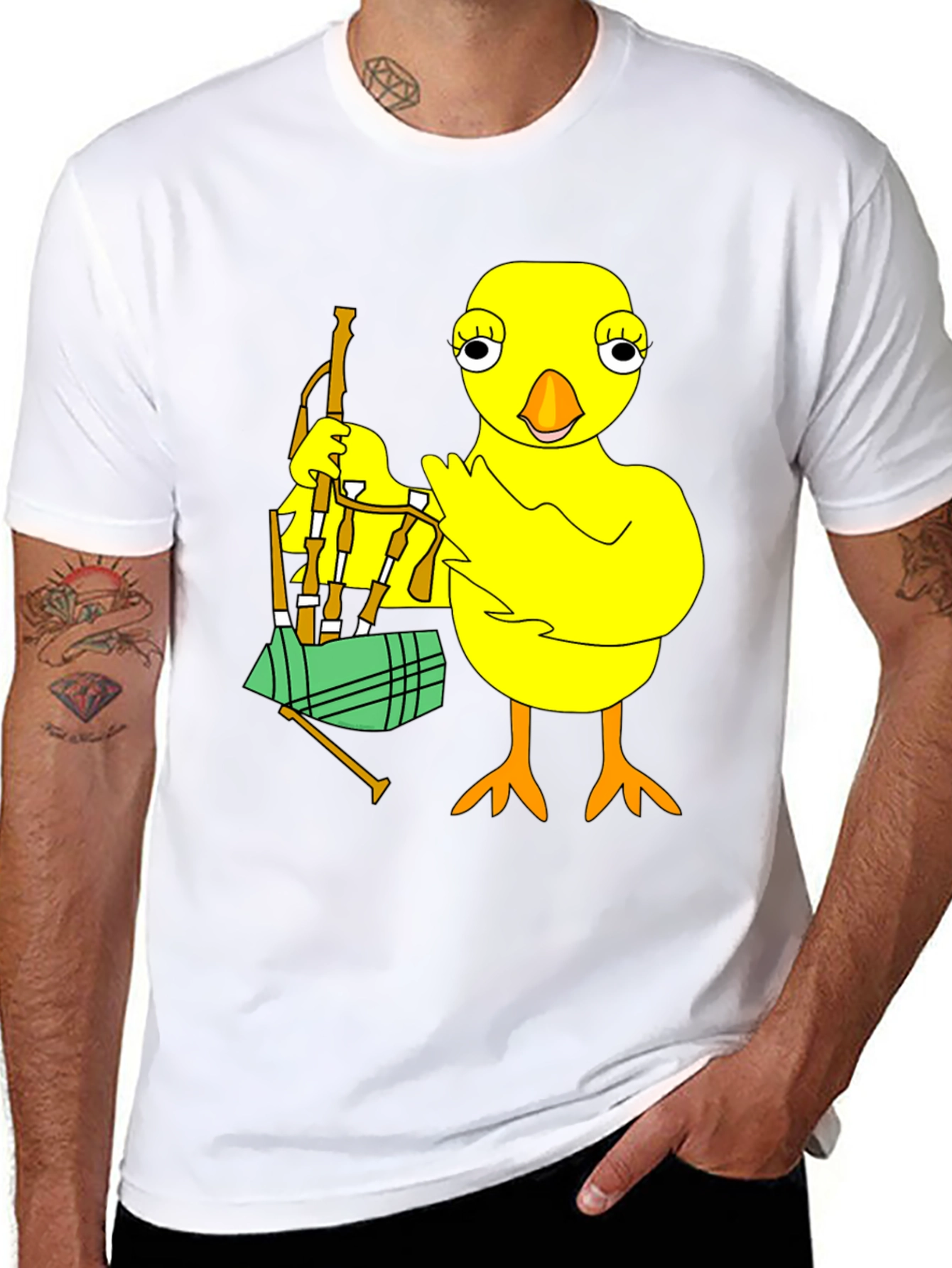 Chicken with Bagpipes Graphic T-Shirt
